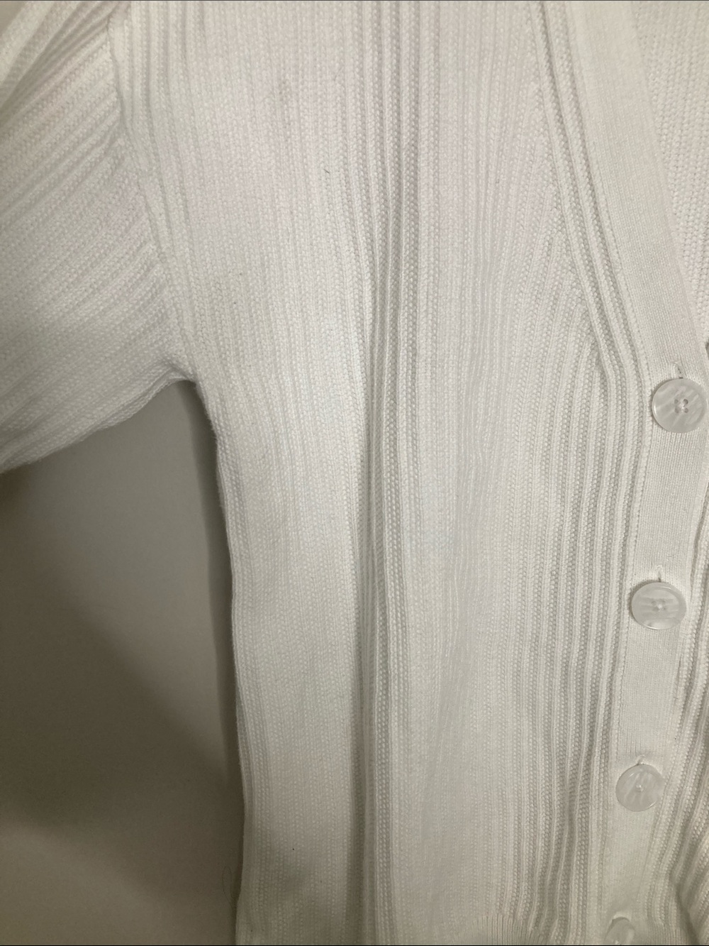 Talbots Cream Ribbed V-Neck Button Front Cardigan M - Picture 4 of 9
